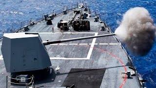 US Navy Sailors Firing Powerful Deck Guns MK38  MK45  MK76 in Action [upl. by Pain]