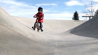 A 3 year old and his Strider bike in the skate park Strider bikes rule [upl. by Braun44]