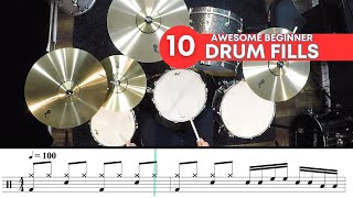 10 Simple BEGINNER Drum Fills  PlayAlong Workout [upl. by Enneira]