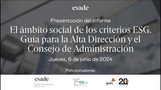 Presentación del informe ‘El ámbito social de los criterios ESG’ [upl. by Pronty]