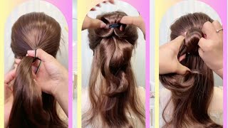 THREE SIMPLE AND BEAUTIFUL WAYS OF TYING LONG HAIR [upl. by Anisah339]