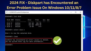 ✅ 2024 FIX  Diskpart has Encountered an Error Problem Issue On Windows 101187 [upl. by Donovan]