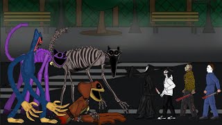 Huggy wuggy Dog day Catnap Catnap nightmare vs Ghostface Jason Jeff amp michael  dc2 animation [upl. by Grenville]