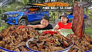 Spicy quotPULPOGquot na Pork Belly sa Camp  1st Time CAMPING and COOKING sa Tanay Rizal  TEAMCANLASTV [upl. by Nniw]