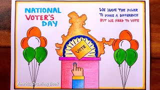 National Voters Day Drawing Easy  Voters Awareness Poster  मतदाता जागरुकता अभियान पर Drawing [upl. by Rudiger]