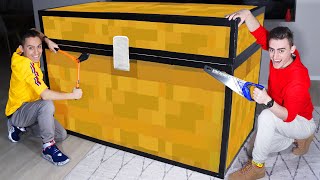 UNBOXING 100000 GIANT MINECRAFT TREASURE CHEST [upl. by Atsok]