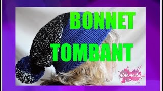 DIY Bonnet Tombant Avec Deux Aiguilles  Slouchy Beanie With Two Needles [upl. by Leur]