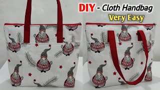 DIY TOTE BAG SEWING TUTORIAL  VERY EASY  Ladies handbag making at home  Shopping bag  diy bags [upl. by Wettam]