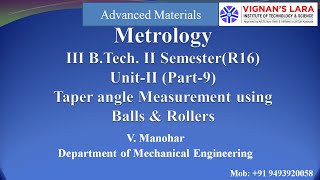 Metrology Unit II Part 10 Taper Measurement [upl. by Laraine]