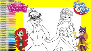 Disney Princess Makeover as DC Super Hero Girls Poison Ivy and Batgirl Coloring Book Pages [upl. by Adas]