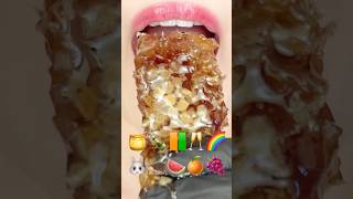 ASMR EMOJI FOOD 🍯🍾🟧🟩🥂🌈🐰🦔🍉🍊🍇 이모지 먹방 sped up [upl. by Ck]