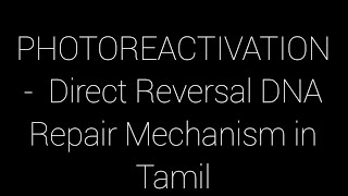 Photoreactivation  Direct Reversal Mechanism in Tamil [upl. by Amikehs]