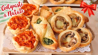 ANTIPASTI DI PASTA SFOGLIA per NATALE 🎄  Idee Veloci e Facili  Puff Pastry Appetizers [upl. by Maribeth]