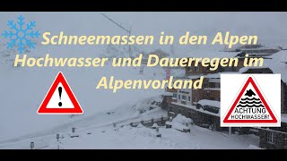 Update Schneemassen in den Alpen  Schneebruch Hochwasser und Dauerregen im Alpenvorland [upl. by Aisak]