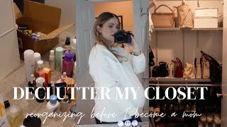 DECLUTTER MY CLOSET  Reorganizing everything before baby arrives declutter cleaning pregnancy [upl. by Renraw]