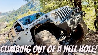 The climb back out of the Hell hole Jeep trail jeep tj jk [upl. by Katrinka]