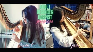 Adult Beginner Harpist  1 Year Progress Video May 2020 May 2021  Farah Diyanah [upl. by Anama194]