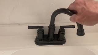 Glacier Bay Oswell 4 in Centerset 2 Handle High Arc Bathroom Faucet Review [upl. by Budwig]