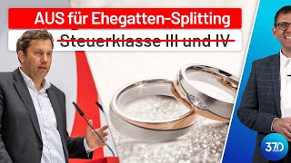 SPD Abschaffung Ehegattensplittung und Steuerklassen 3 und 5 Steuererhöhungen für Gleichstellung [upl. by Vevina867]