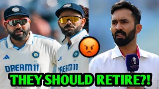 Virat amp Rohit Should RETIRE 😡 Dinesh Karthik Reacts  Virat Kohli Rohit Sharma India Test Cricket [upl. by Enitsenre]