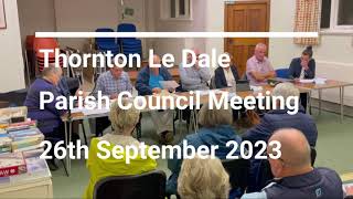 Thornton Le Dale Parish Council Meeting 26th Sept 2023 [upl. by Antrim14]