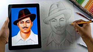 How To Draw Bhagat Singh Step By Step Outline Tutorial [upl. by Rosol]