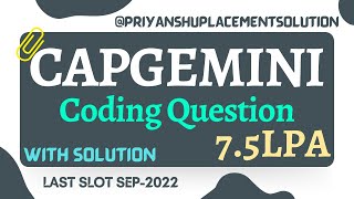 Capgemini Coding Question  Senior Analyst Role 75LPA  Capgemini Coding Question and Solution 2023 [upl. by Sidnee]