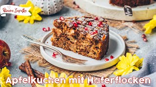 Veganer Apfelkuchen mit Haferflocken einfach schnell saftig gesund [upl. by Cusick191]