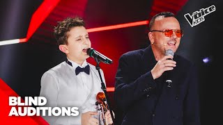 Francesco e il suo violino conquistano Gigi D’Alessio  The Voice Kids 3 Blind Auditions [upl. by Hiett206]