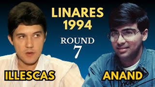 Miguel Illescas vs Viswanathan Anand  Linares 1994  Round 7 [upl. by Htenaj]