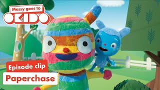 PAPERCHASE 🗞️ Clip 🎬 Messy Goes To OKIDO  Cartoons For Kids [upl. by Aihsatsan]