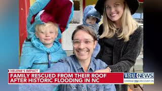 Family rescued from their roof after historic flooding in NC [upl. by Annaeg]