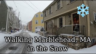 ❄️Marblehead MA Walking Old Town to Crocker Park in the Snow [upl. by Ydnik]