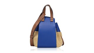 Loewe Calfskin Raffia Hammock Medium Shoulder Bag [upl. by Raynell347]