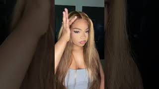 Glueless Wigits your choice🤔hairstyle hairstyletutorialhoneyblondewigslacewighighlights [upl. by Adohr]