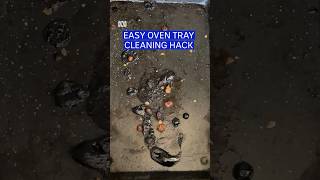 How to clean an oven tray with a dishwasher tablet Science CleaningHacks Shorts [upl. by Rambert]