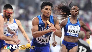 Team USA sets world record in mixed 4x400 relay advances to finals  NBC Sports [upl. by Amaral]