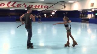 11yr old double axel amp triple salchow roller figure skating on harness [upl. by Morril]