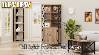 FATORRI Bookshelf with Doors Review  Tall Stylish Bookcase with Doors [upl. by Hufnagel]