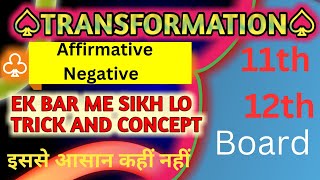 Transformation of Sentences  Interchange of Affirmative and Negative Sentences in English Grammar [upl. by Robb]