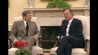 President Reagan Greets PresidentElect George Bush at White House on November 9 1988 [upl. by Haimorej]