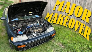 Budget Honda CRX Engine Bay Makeover [upl. by Nosemyaj297]