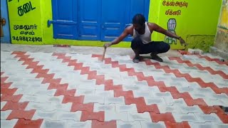 paver block installation parking flooring tiles fitting gattu fitting Interlocking Tiles [upl. by Rego]