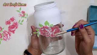 Very Stylish Idea with Glass Jar and Napkin DIY Best Idea from recycled Glass jar [upl. by Niddala]