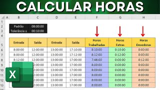 Cálculo de Horas Extras com Tolerância no Excel  Horas Trabalhadas Negativas Devedoras etc [upl. by Odracir130]