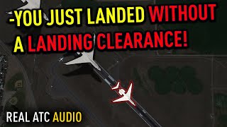 Pilot Landed his Jet WITHOUT LANDING CLEARANCE REAL ATC [upl. by Erej]