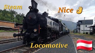 931332 Austrian steam locomotive 🇦🇹 arriving at Ferlach Bf [upl. by Joao]