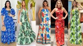 Floral Vestidos Longo Estampado  Summer Long Outfits Dresses Design for Women 2024 [upl. by Wilda498]