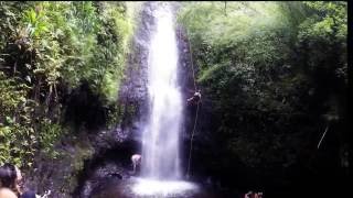 Kaau Crater Hike Girl falls down waterfall during rappelling Fail [upl. by Llerrot]