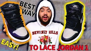 HOW TO LACE JORDAN 1s EASY TUTORIAL BEST WAYS TO LOOSE LACE  ON FOOT [upl. by Lahcym]